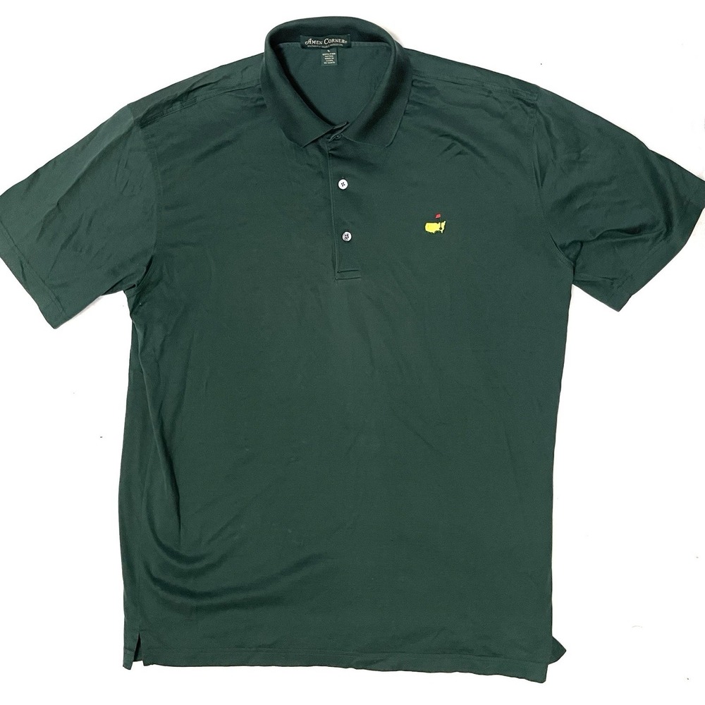Amen Corner Polo Shirt Sz L Green Golf Augusta National Masters Pima Cotton - Picture 1 of 4